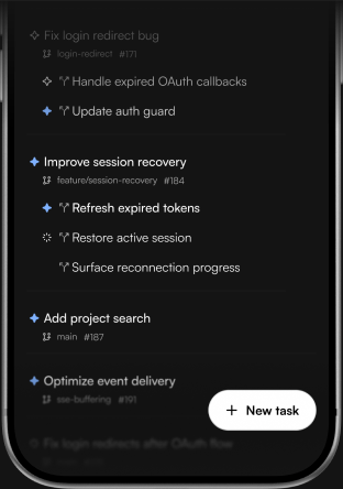 Sesori AI coding chat on iPhone