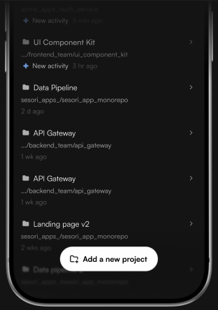Sesori project browser on iPhone